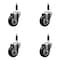 Service Caster 3.5'' Black Poly Wheel Swivel 7/8'' Expanding Stem Caster Set, 4PK SCC-EX20S3514-PPUB-BLK-78-4 - alternate 1